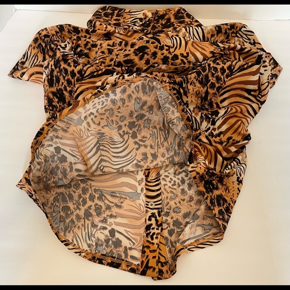 Essentials by Milano Womens Animal Print Top Clear Sequins Size Small - Picture 6 of 14